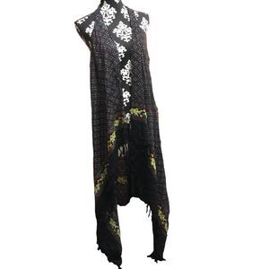 Elephant Vest, Shoulder to Floor Length, Huge Elephant on Back w/Bling, SZ S/M